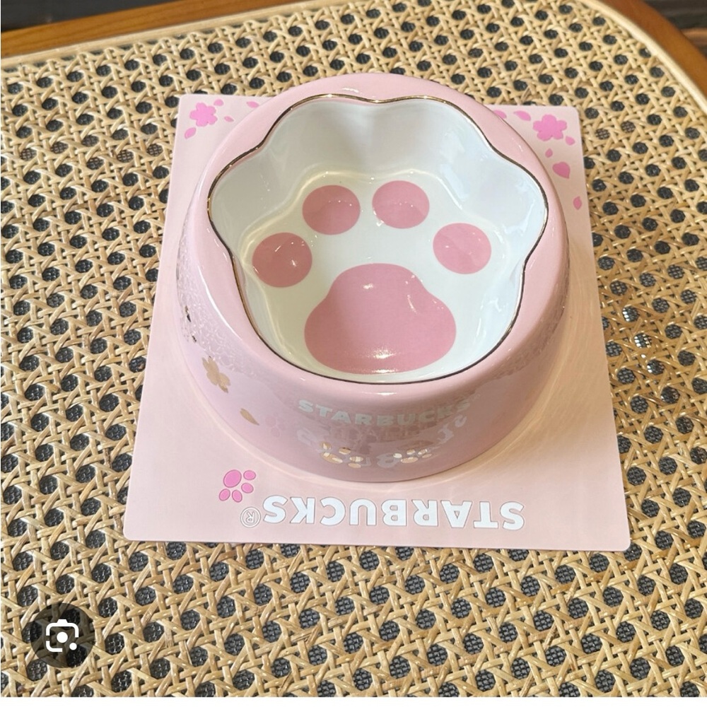 Starbucks Pink Paw Print Pet Bowl (NWT)